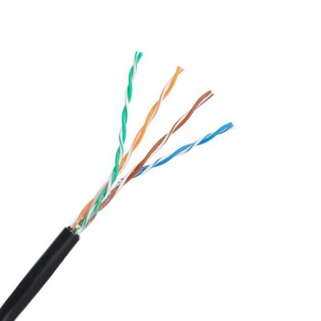UTP 4*2*0,47 mm 5e CU (бухта 305) кабель черный внешний Netlan