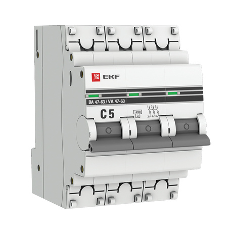 Автоматический выключатель 3P  5А (C) 4,5kA ВА 47-63 EKF PROxima