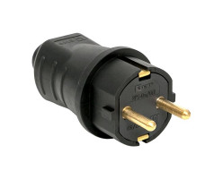 Вилка каучуковая прямая 230В, 2Р+РЕ, 16А, IP44 EKF