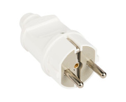 Вилка прямая с/з белая 16А 250В Simple EKF