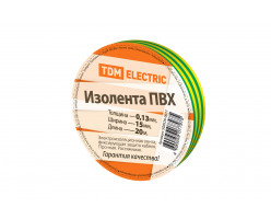 Изолента ПВХ 0,13*15мм Желто-Зеленая 20м TDM
