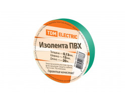 Изолента ПВХ 0,13*15мм Зеленая 20м TDM