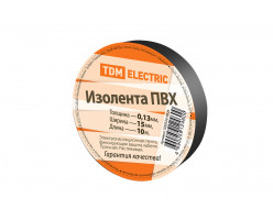 Изолента ПВХ 0,13*15мм Черная 10м TDM