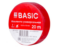 Изолента ПВХ 0,13х15мм красная 20 метров EKF