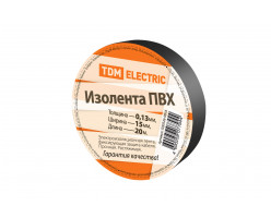Изолента ПВХ 0,13*15мм Черная 20м TDM