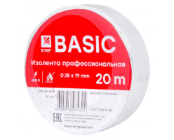 Изолента ПВХ 0,18х19мм белая 20 метров EKF Simple