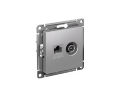 Розетка TV+RJ45 алюминий 5E механизм Atlas