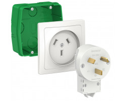 Розетка+вилка+коробка (монт.) 32А, 250 В, белый Bl