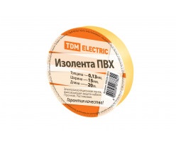Изолента ПВХ 0,13*15мм Желтая 20м TDM