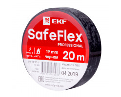 Изолента ПВХ 19мм черная 20м  SafeFlex EKF