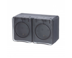 Розетка ОП-2 16А 250В с/з с/ш Антрацит IP54 AtlasDesign IP54