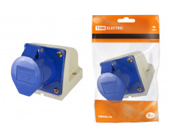 Розетка 113 стационарная 2Р+РЕ 16А 220В IP44 TDM