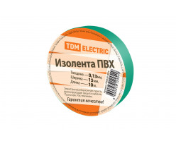 Изолента ПВХ 0,13*15мм Зеленая 10м TDM