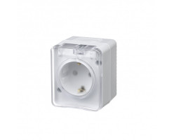 Розетка ОП-1 16А 250В с/з с/ш Белый IP54 AtlasDesign IP54
