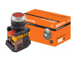 Кнопка ABLFS-22 красный d22мм неон/230В 1з+1р TDM