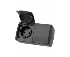 Розетка двойная 2П+3 открытой установки IP54 16А с крышкой серая Селигер TDM