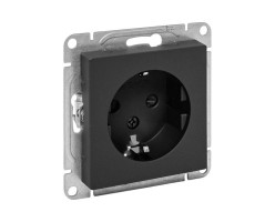 Розетка (механизм) 1СП, 16А, с/з, с/ш, IP44, черная. Эпика EKF