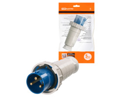 Вилка 033 переносная 2Р+РЕ 63А 220В IP54 TDM