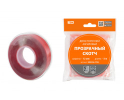 Двухсторонний акриловый прозрачный скотч ширина 12 мм длина 5 м TDM