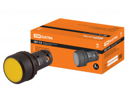 Кнопка с фиксацией SB7-CAL55 d22мм 1з+1р желтая TDM