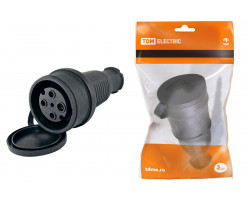 Разъем с заглушкой каучук 3Р+РЕ 32А 380В IP44 TDM