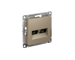 Розетка RJ-45+RJ-45 шампань 5E механизм Atlas