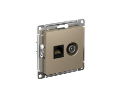 Розетка TV+RJ45 шампань 5E механизм Atlas