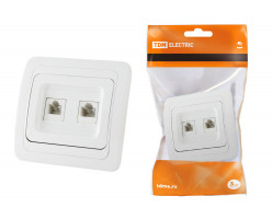 Розетка компьютерная RJ-45+TФ(RJ-11) белая Валдай