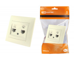 Розетка телефонная RJ11 + комп. RJ45 сл.кость "Лама" TDM