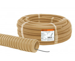 Труба гофр. ПВХ d16 с зондом (25м) легкая сосна TDM
