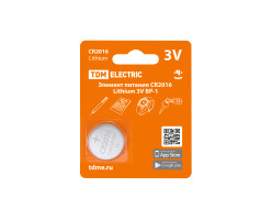 Элемент питания CR2016 Lithium 3V ВР-1 TDM