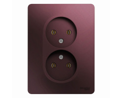 Розетка 2-я без заземления (в сборе с рамкой) баклажан