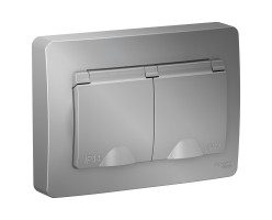 Розетка СП-2 16А IP44 250В с заземл. защ. шторки с крышкой алюм Blanca.