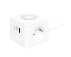 Удлинитель "Куб" 2 гнезда 2USB 2,4А+Type C + Ночник 1,3 метра 1мм2