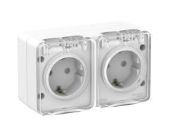 Розетка ОП-2 16А 250В с/з с/ш Белый IP54 AtlasDesign IP54
